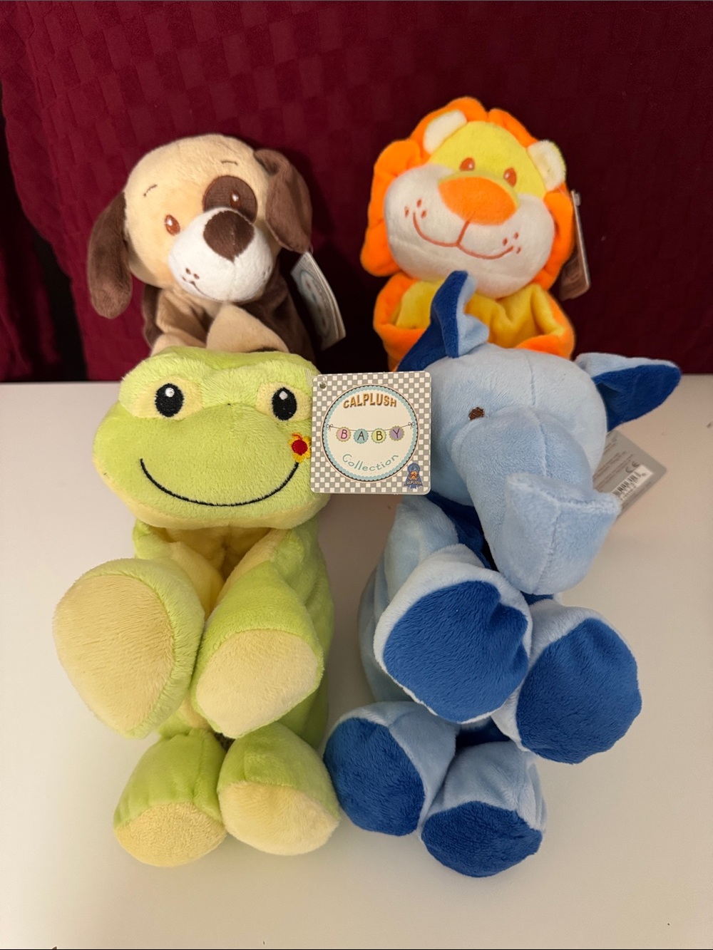 Baby Plush Frog, Elephant, dog, lion - 1 x $6